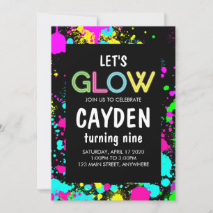 Neon Glow Verf Spat Verjaardag Kaart