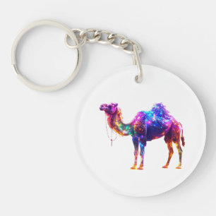 Neon Glowende Kameel Kunstprint - Kleurrijke Fanta Sleutelhanger