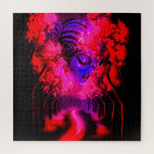 Neon Goddess in Enchanted Forest Legpuzzel (Verticaal)
