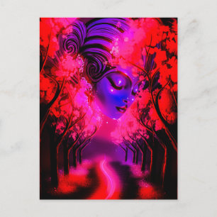 Neon Godin in Betoverd Bos Briefkaart