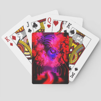 Neon Godin in Betoverd Bos Pokerkaarten