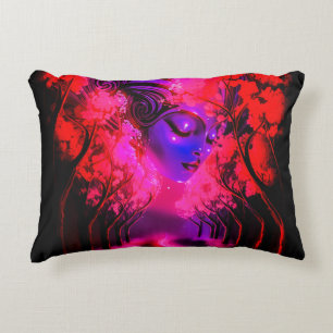 Neon Godin in Betoverd Woud Accent Kussen