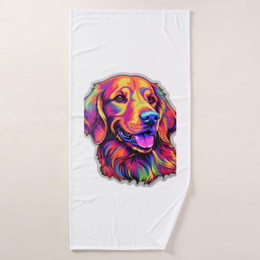Neon Golden Retriever (Serviette de bain)
