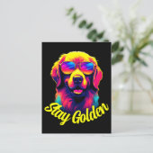 Neon Golden Retriever Briefkaart (Staand voorkant)