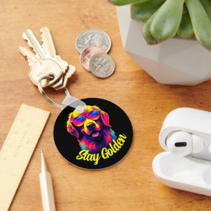Neon Golden Retriever Sleutelhanger