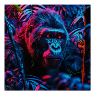 Neon Gorilla Perfect Poster