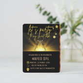 Neon Goud Licht Digitale Feest e-invite Sjabloon,  Kaart (Staand voorkant)