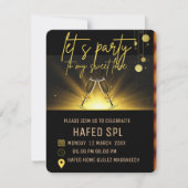 Neon Goud Licht Digitale Feest e-invite Sjabloon,  Kaart (Voorkant)