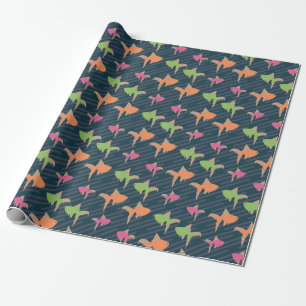 Neon Goudvis Retro Kleurrijk Fun Patroon Cadeaupapier
