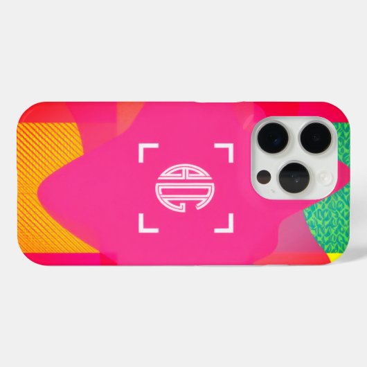 Neon Gradient Custom Monogram iPhone Case (Achterkant (horizontaal))