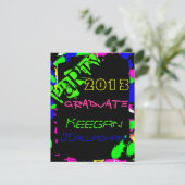 Neon Graduation Party Invitation Kaart (Staand voorkant)
