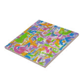 Neon Graffiti - Abstracte kunstborstels Tegeltje (Zijkant)