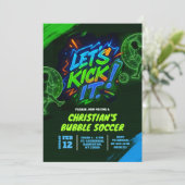Neon Graffiti adolescent Bubble Soccer Invitation (Debout devant)