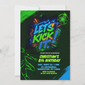 Neon Graffiti Adolescent Soccer Ball Invitation (Devant)