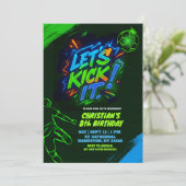 Neon Graffiti Adolescent Soccer Ball Invitation (Debout devant)