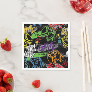 Neon Graffiti Gaming Patroon Servet