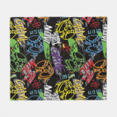 Neon Graffiti Gaming Pattern Fleece Deken (Voorkant (Horizontaal))