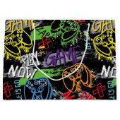 Neon Graffiti Gaming Pattern Groot Cadeauzakje (Voorkant)