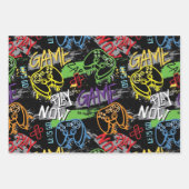 Neon Graffiti Gaming Pattern Inpakpapier Vel (Voorkant 3)