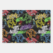 Neon Graffiti Gaming Pattern Inpakpapier Vel (Voorkant 2)
