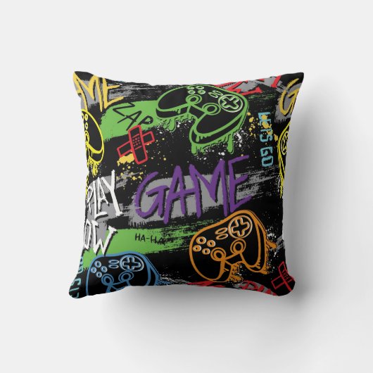 Neon Graffiti Gaming Pattern Kussen (Achterkant)