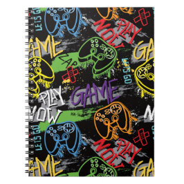 Neon Graffiti Gaming Pattern Notitieboek