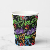 Neon Graffiti Gaming Pattern Papieren Bekers (Rechts)