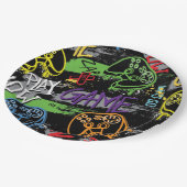 Neon Graffiti Gaming Pattern Papieren Bordje (Gekanteld)