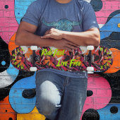 Neon Graffiti & Gele 'Ride Fast Live Free' Motto Skateboard