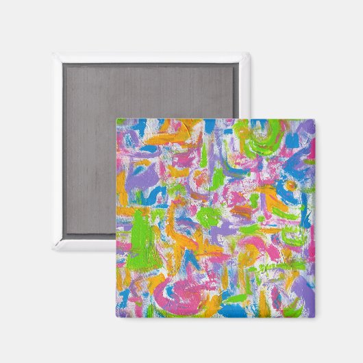 Neon Graffiti-hand Abstracte kunst Magneet (Voorkant / Achterkant)