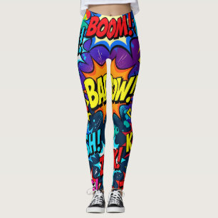 Neon Graffiti Stripboek Actiewoorden Leggings