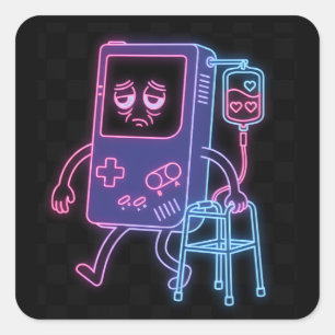 Neon Grappige Gamer Verjaardagsfeestje Retro Video Vierkante Sticker