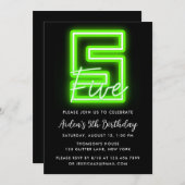 Neon Green 5e anniversaire Invitation (Devant / Derrière)