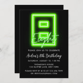 Neon Green 8e anniversaire Invitation (Devant / Derrière)