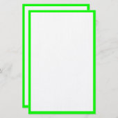 Neon Green aangepaste kleur rand randen wit trendy Briefpapier (Voorkant / Achterkant)