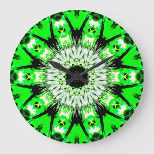 Neon Green Abstract Thistle Pattern-klok door KLM Grote Klok