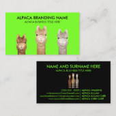 Neon Green Alpaca Dier Visitekaartje (Voorkant / Achterkant)