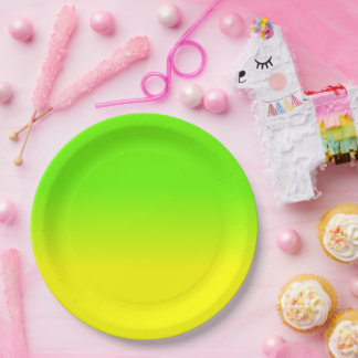 Neon Green and Neon Yellow Ombré  Shade Color Fade Papieren Bordje