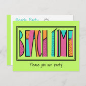 Neon Green Beach Colorée Temps Fête Invitation (Devant / Derrière)
