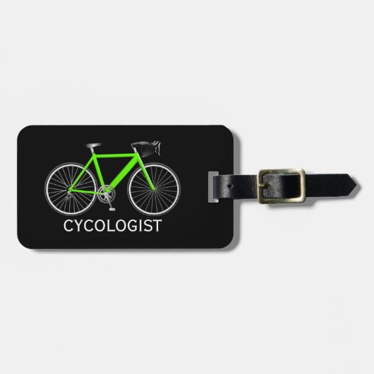 Neon Green Bicycle On Black Bagagelabel (Voorkant horizontaal)