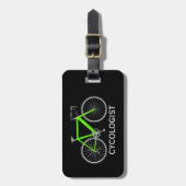 Neon Green Bicycle On Black Bagagelabel (Voorkant verticaal)