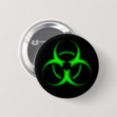Neon Green Biohazard Symbool Button (Voorkant /achterkant)
