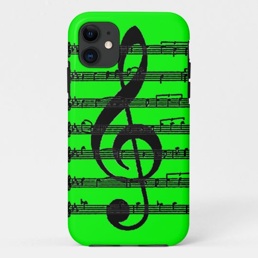 Neon green black music treble clef iphone 5 coque (Dos)