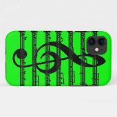 Neon green black music treble clef iphone 5 coque (Dos (Horizontal))