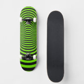 Neon Green & Black Optical Illusion Unisex Skateboard (Voorkant)