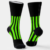 Neon Green Black Stripes Crew Sokken (Gebogen)