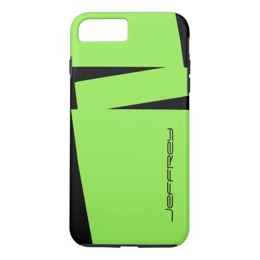 Neon Green & Black Triple Stripe, persoonlijke naa Case-Mate iPhone Case (Achterkant)