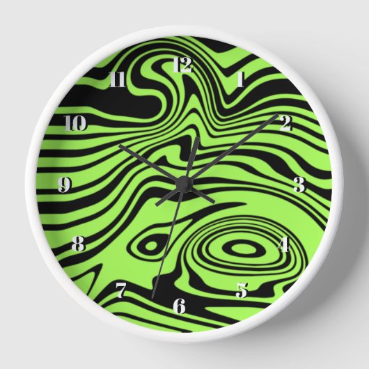 Neon Green Black Wavy Striped Horloge Choisir la c (Recto)