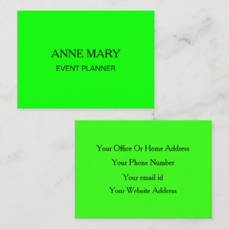 Neon Green Bright Colorful Modern Event Planner Visitekaartje