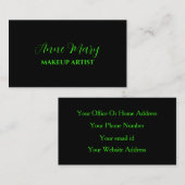 Neon Green Bright Script Makeup Artist Salon 2023 Visitekaartje (Voorkant / Achterkant)